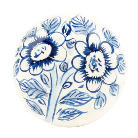 Blue Floral Hand Painted Kashmiri Indian Cabinet Knobs